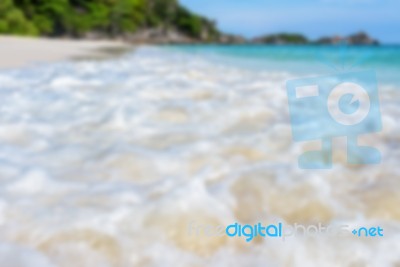 Blurred Photograph Sea And Beach At Similan Island, Thailand Stock Photo