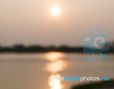 Blurred Sunset Lake  Abstract Background Stock Photo