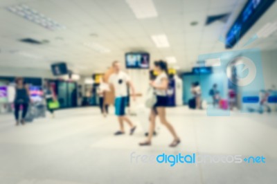 Blurred Tourist In The Airport Stock Photo