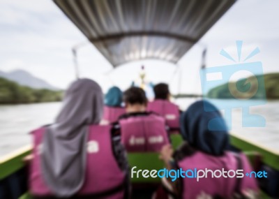 Blurred Tourist Travel On The Boat Stock Photo