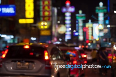 Blurred Unfocused City View At Night Stock Photo