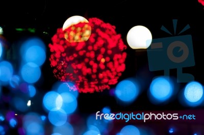 Blury Christmas Red And Blue Lights Stock Photo