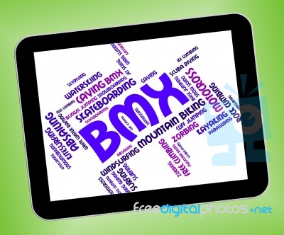 Bmx Bike Words Means Bicycle Riding And Wordcloud Stock Image