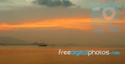 Boat At Dusk Stock Photo