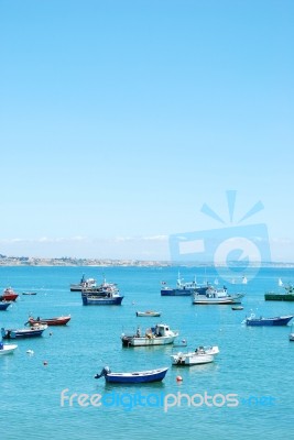 Boat Harbor In Cascais, Portugal Stock Photo