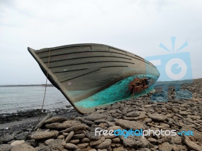 Boat In The Sand Stock Photo