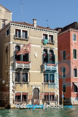 Boat Moored In Venice Stock Photo