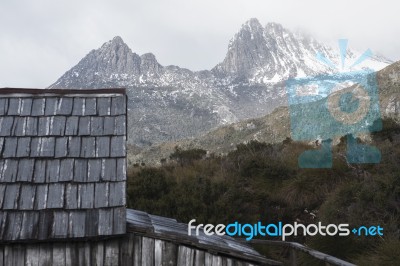 Boat Shed In Dove Lake, Tasmania  Stock Photo