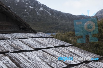 Boat Shed In Dove Lake, Tasmania  Stock Photo