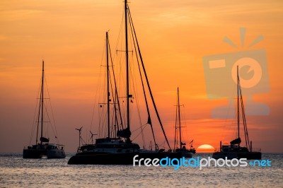 Boat Sunset Stock Photo