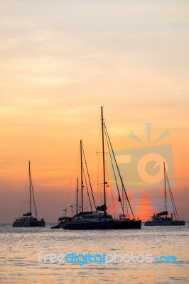 Boat Sunset Stock Photo