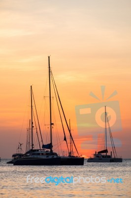 Boat Sunset Stock Photo