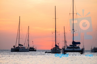 Boat Sunset Stock Photo