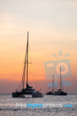 Boat Sunset Stock Photo