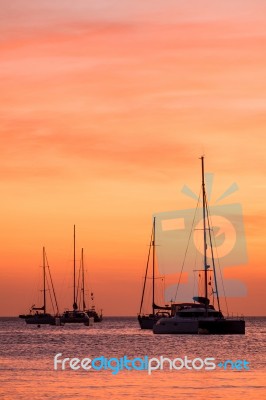 Boat Sunset Stock Photo