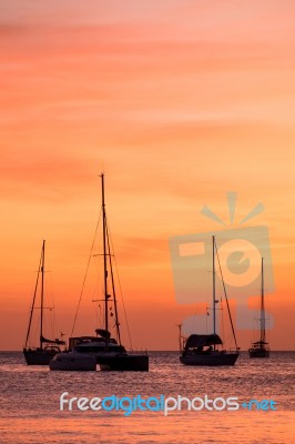 Boat Sunset Stock Photo