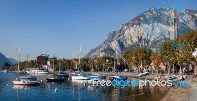 Boats At Lake Como Stock Photo