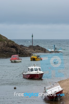 Boats In Bude Harbour Stock Photo