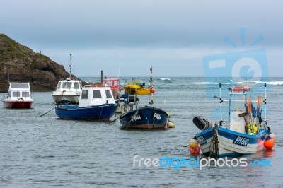 Boats In The Harbour At Bude Stock Photo