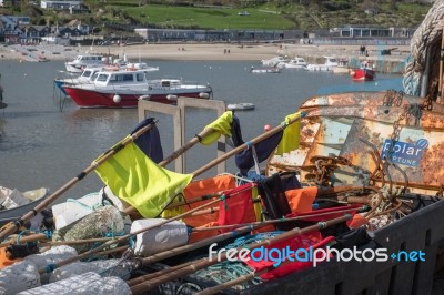 Boats In The Harbour At Lyme Regis Stock Photo