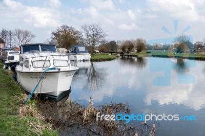 Boats Moored At Papercourt Lock Stock Photo