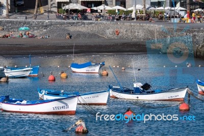 Boats Moored In San Juan Harbour Tenerife Stock Photo