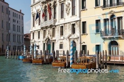 Boats Moored In Venice Stock Photo