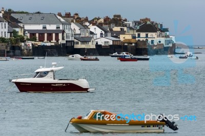 Boats Moored Off Appledore Stock Photo