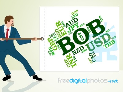 Bob Currency Means Bolivia Boliviano And Broker Stock Image