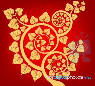 Bodhi Tree Asian Culture On A Red Background Stock Image