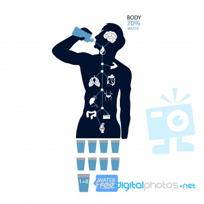 Body Health Infographic Illustration Drink Water Icon Dehydration Symptoms Stock Image