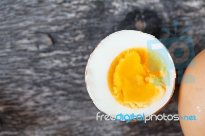 Boiled Egg Cut Half Stock Photo