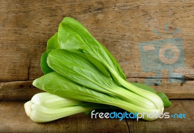 Bok Choy Vegetable On The Wooden Background Stock Photo