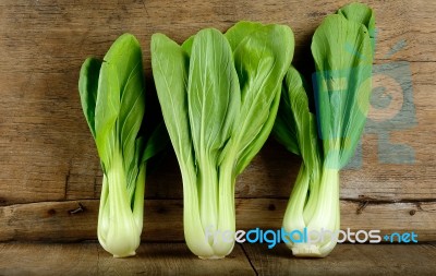 Bok Choy Vegetable On The Wooden Background Stock Photo