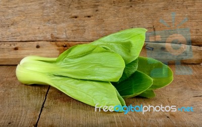 Bok Choy Vegetable On The Wooden Background Stock Photo