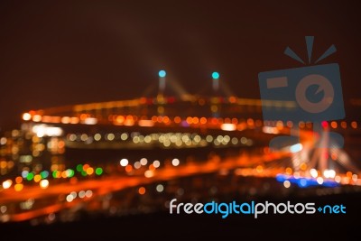 Bokeh Incheon Bridge Stock Photo