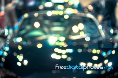 Bokeh Light On Blurred Black Car Stock Photo