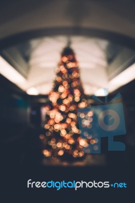 Bokeh Out Of Focus Christmas Tree Background Stock Photo