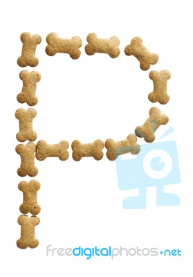 Bone Shape Of Dog Food Letter P Stock Photo