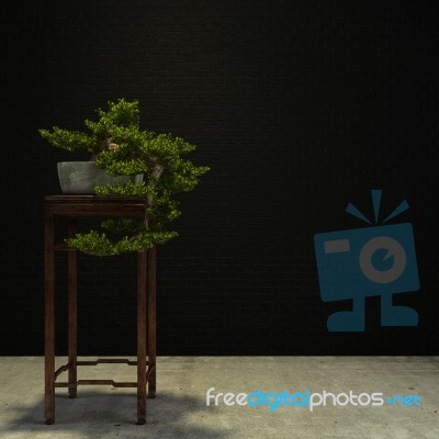 Bonsai Plants 3d Rendering Stock Image