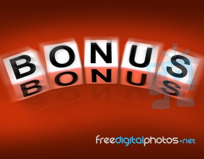 Bonus Blocks Displays Promotional Gratuity Benefits And Bonuses Stock Image