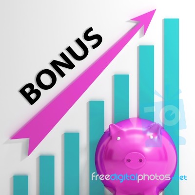 Bonus Graph Shows Incentives Rewards And Premiums Stock Image