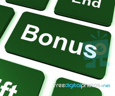 Bonus Key Shows Extra Gift Or Gratuity Online Stock Image