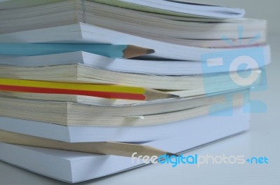 Book And Pencils Stock Photo