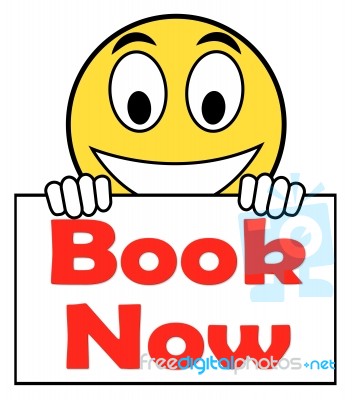 Book Now On Sign Shows For Hotel Or Flight Reservation Stock Image