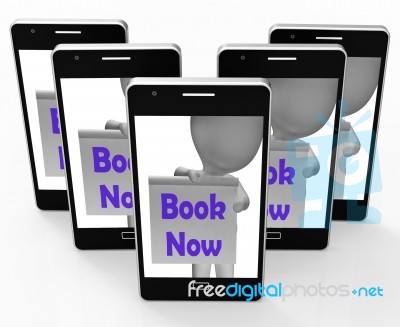 Book Now Phone Shows Make Appointment Or Reservation Stock Image