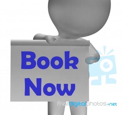 Book Now Sign Shows Make Appointment Or Reservation Stock Image