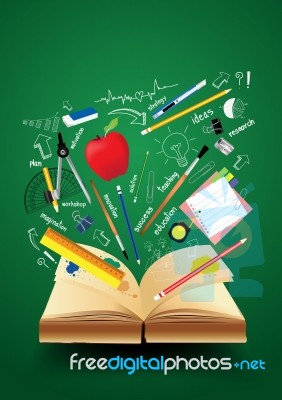 Book With School Supplies Stock Image