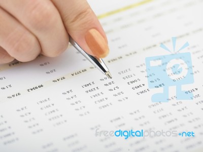 Bookkeeping With Pen Stock Photo