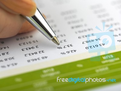 Bookkeeping With Pen Stock Photo